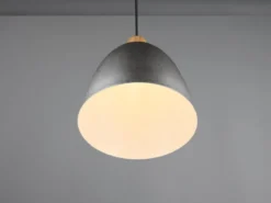 Pendelleuchte JAGGER Lampenschirm Metall/Holz Silber Antik, Ø 25cm