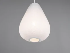Pendelleuchte JANINE mit gemustertem Stoff Lampenschirm Weiß, Ø 35cm