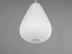 Pendelleuchte JANINE mit gemustertem Stoff Lampenschirm Weiß, Ø 35cm