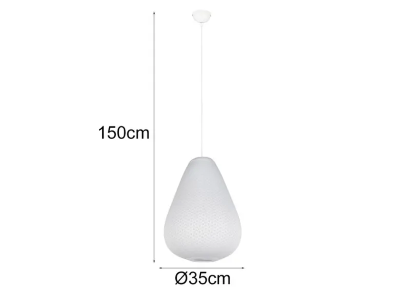 Pendelleuchte JANINE mit gemustertem Stoff Lampenschirm Weiß, Ø 35cm