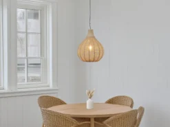 Pendelleuchte JANNE 1-flammig mit Lampenschirm aus Jute, Ø 34cm