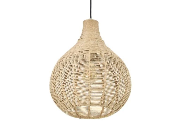Pendelleuchte JANNE 1-flammig mit Lampenschirm aus Jute, Ø 34cm