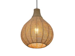 Pendelleuchte JANNE 1-flammig mit Lampenschirm aus Jute, Ø 34cm