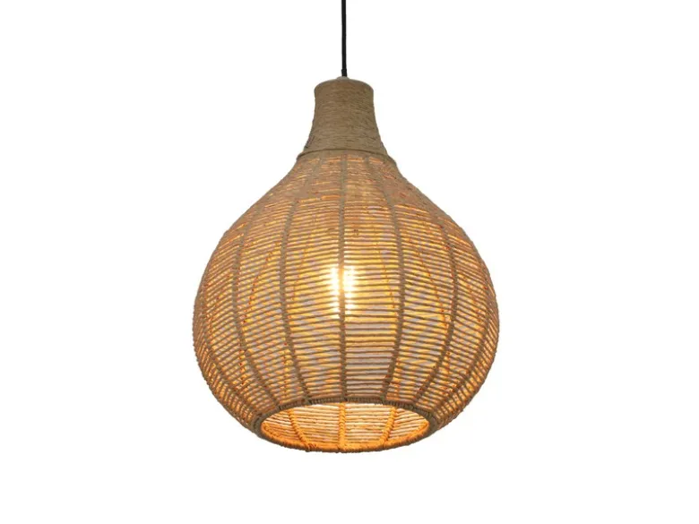 Pendelleuchte JANNE 1-flammig mit Lampenschirm aus Jute, Ø 34cm