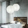 Pendelleuchte Japan-Kugel Papier Lampion weiß mit dimmbarer LED, Ø 40cm