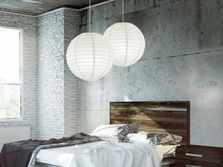 Pendelleuchte Japan-Kugel Papier Lampion weiß mit dimmbarer LED, Ø 40cm