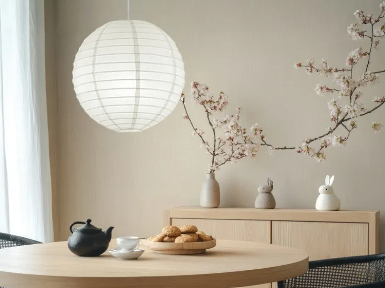 Pendelleuchte Japan-Kugel Papier Lampion weiß mit dimmbarer LED, Ø 40cm
