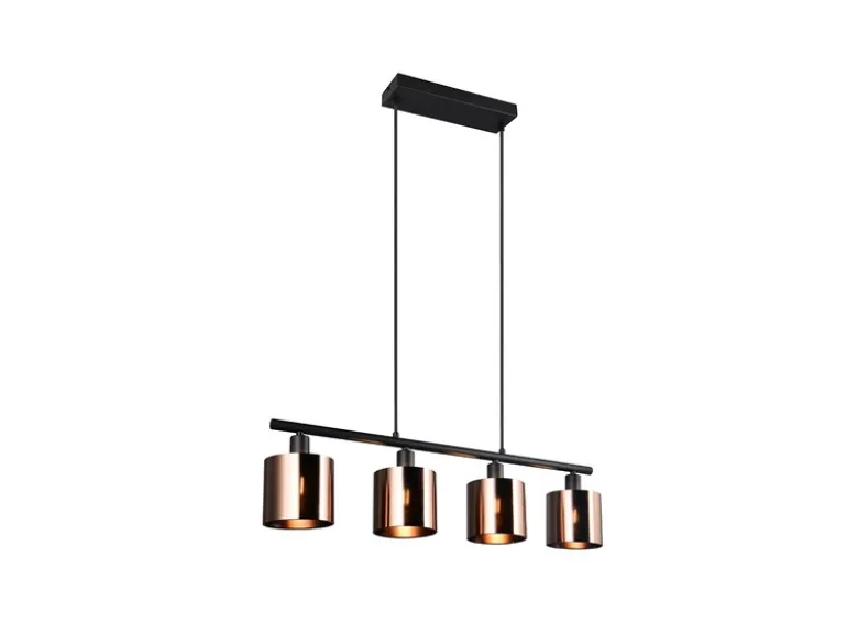 Pendelleuchte JASON 4-flammig mit Lampenschirmen Bronzefarbig, Breite 75cm