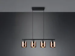 Pendelleuchte JASON 4-flammig mit Lampenschirmen Bronzefarbig, Breite 75cm