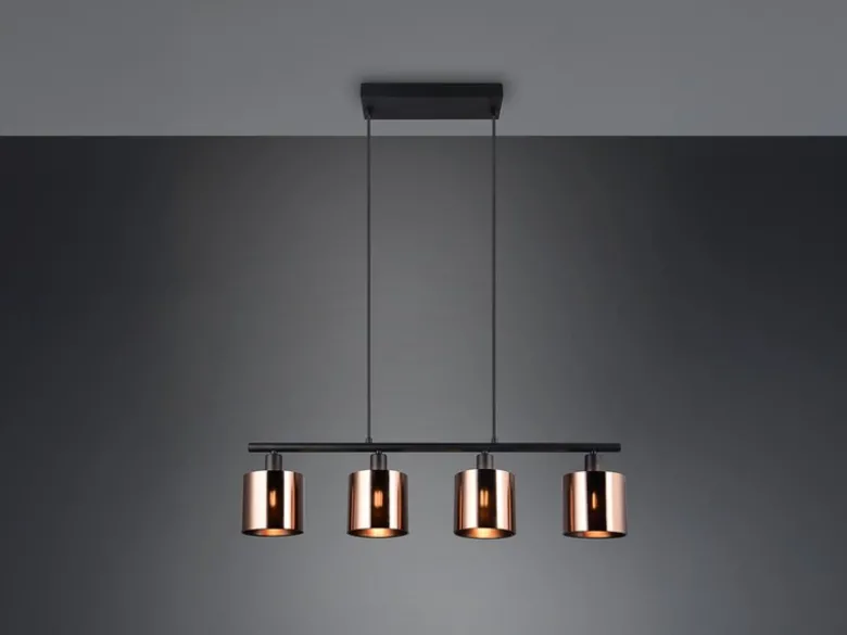 Pendelleuchte JASON 4-flammig mit Lampenschirmen Bronzefarbig, Breite 75cm