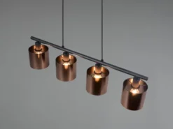 Pendelleuchte JASON 4-flammig mit Lampenschirmen Bronzefarbig, Breite 75cm