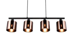 Pendelleuchte JASON 4-flammig mit Lampenschirmen Bronzefarbig, Breite 75cm