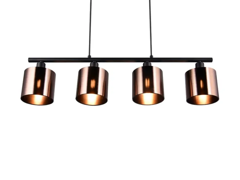 Pendelleuchte JASON 4-flammig mit Lampenschirmen Bronzefarbig, Breite 75cm