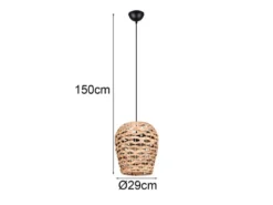 Pendelleuchte JEAN mit Lampenschirm geflochten aus Wasserhyazinthe, Ø 29cm