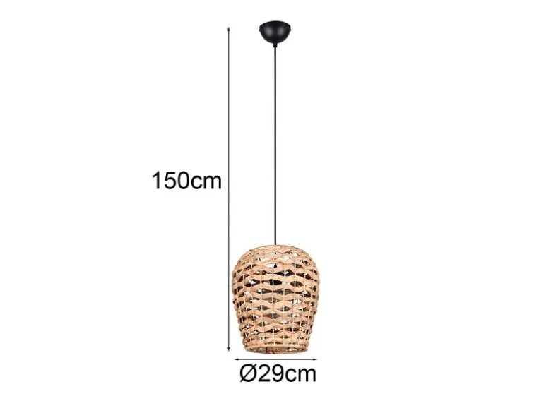 Pendelleuchte JEAN mit Lampenschirm geflochten aus Wasserhyazinthe, Ø 29cm