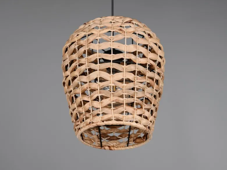 Pendelleuchte JEAN mit Lampenschirm geflochten aus Wasserhyazinthe, Ø 29cm