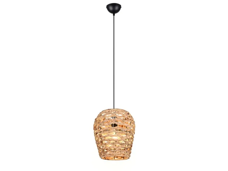 Pendelleuchte JEAN mit Lampenschirm geflochten aus Wasserhyazinthe, Ø 29cm