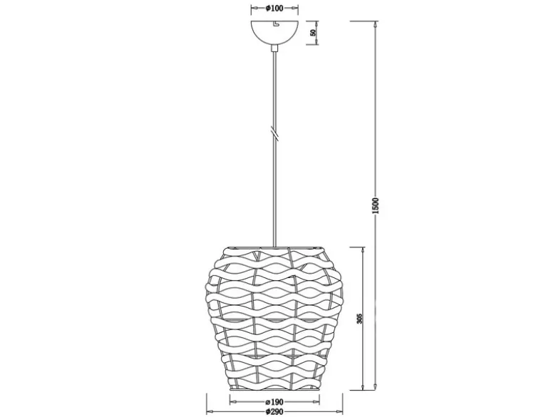 Pendelleuchte JEAN mit Lampenschirm geflochten aus Wasserhyazinthe, Ø 29cm