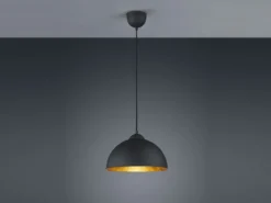 Pendelleuchte JIMMY mit Metall Lampenschirm Schwarz & Gold, Ø 31cm