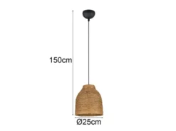 Pendelleuchte JOELINE mit Lampenschirm aus geflochtenem Papiergarn, Ø 25cm