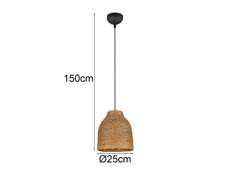 Pendelleuchte JOELINE mit Lampenschirm aus geflochtenem Papiergarn, Ø 25cm