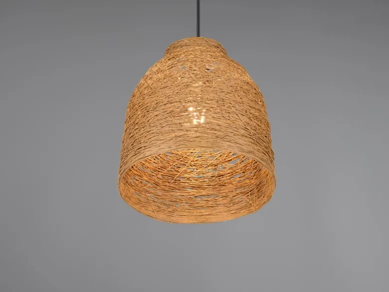 Pendelleuchte JOELINE mit Lampenschirm aus geflochtenem Papiergarn, Ø 25cm