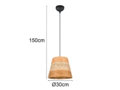 Pendelleuchte JOELINE mit Lampenschirm aus mehrfarbigem Papiergarn, Ø 30cm