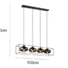Pendelleuchte LAMYA 4-flammig mit Glasschirmen Bunt, Breite 100cm