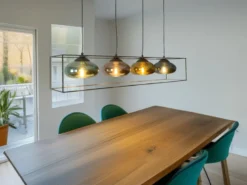 Pendelleuchte LAMYA 4-flammig mit Glasschirmen Bunt, Breite 100cm