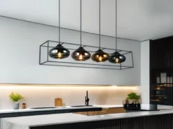 Pendelleuchte LAMYA 4-flammig mit Glasschirmen Bunt, Breite 100cm