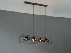 Pendelleuchte LAMYA 4-flammig mit Glasschirmen Bunt, Breite 100cm