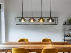 Pendelleuchte LAMYA 4-flammig mit Glasschirmen Bunt, Breite 100cm