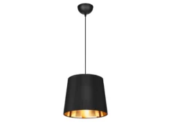 Pendelleuchte LAUREA 1-flammig mit Stoff-Schirm Schwarz Gold, Ø 30cm