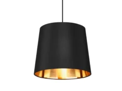 Pendelleuchte LAUREA 1-flammig mit Stoff-Schirm Schwarz Gold, Ø 30cm