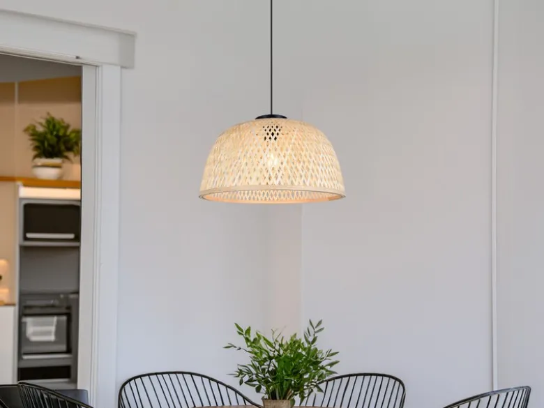 Pendelleuchte LAURENT mit Korbgeflecht Lampenschirm aus Bambus, Ø 40cm