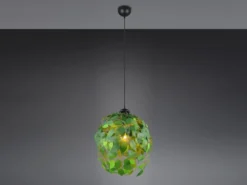 Pendelleuchte LEAVY mit Blätter Lampenschirm in Grün, Ø 38cm