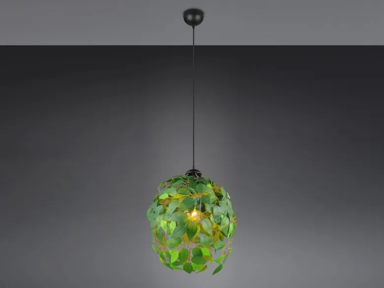 Pendelleuchte LEAVY mit Blätter Lampenschirm in Grün, Ø 38cm