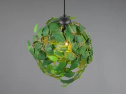 Pendelleuchte LEAVY mit Blätter Lampenschirm in Grün, Ø 38cm
