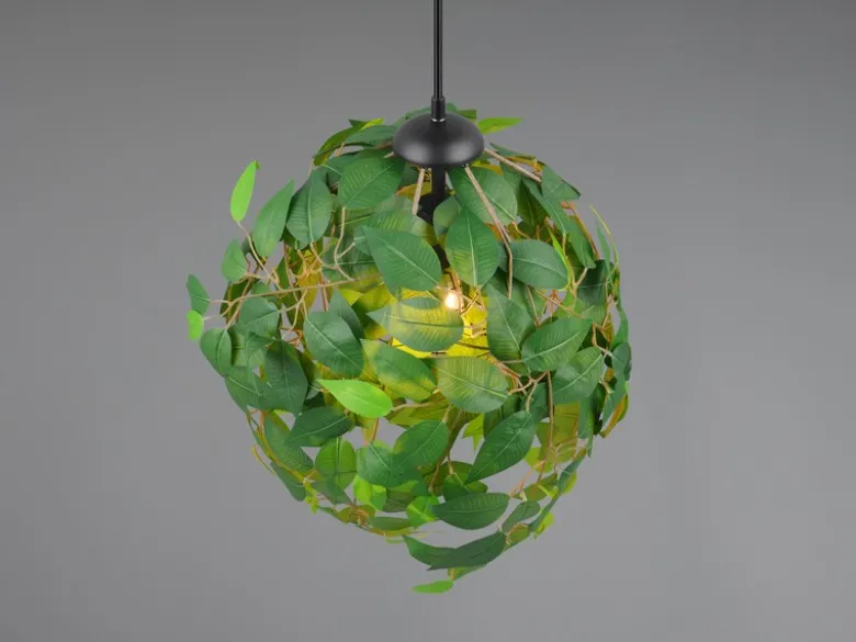 Pendelleuchte LEAVY mit Blätter Lampenschirm in Grün, Ø 38cm