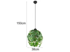 Pendelleuchte LEAVY mit Blätter Lampenschirm in Grün, Ø 38cm