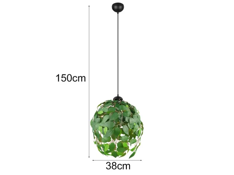Pendelleuchte LEAVY mit Blätter Lampenschirm in Grün, Ø 38cm