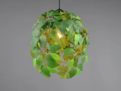 Pendelleuchte LEAVY mit Blätter Lampenschirm in Grün, Ø 38cm