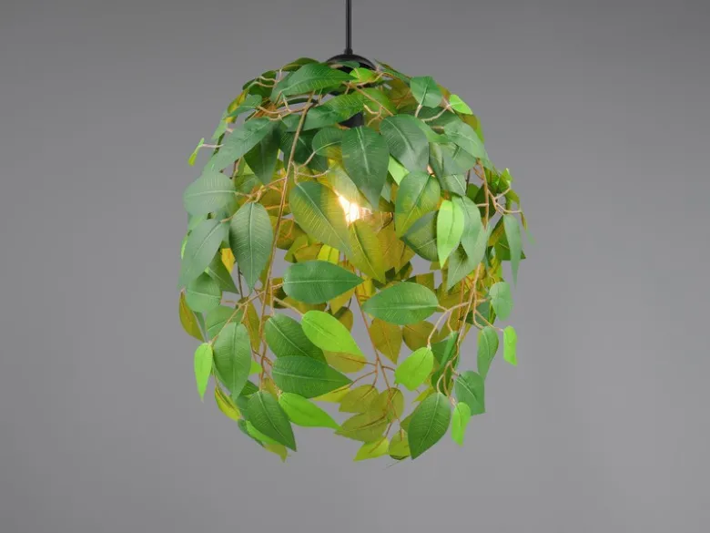Pendelleuchte LEAVY mit Blätter Lampenschirm in Grün, Ø 38cm