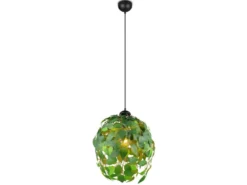 Pendelleuchte LEAVY mit Blätter Lampenschirm in Grün, Ø 38cm