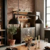 Pendelleuchte LEITUNG 2-flammig Industrial Style Schwarz Gold, Breite 87cm