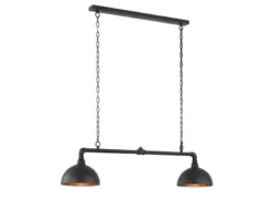 Pendelleuchte LEITUNG 2-flammig Industrial Style Schwarz Gold, Breite 87cm