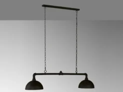 Pendelleuchte LEITUNG 2-flammig Industrial Style Schwarz Gold, Breite 87cm
