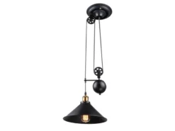 Pendelleuchte LENIUS mit Metallschirm Schwarz, Höhe 90cm-180cm
