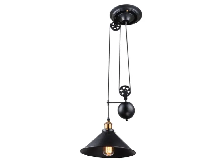 Pendelleuchte LENIUS mit Metallschirm Schwarz, Höhe 90cm-180cm