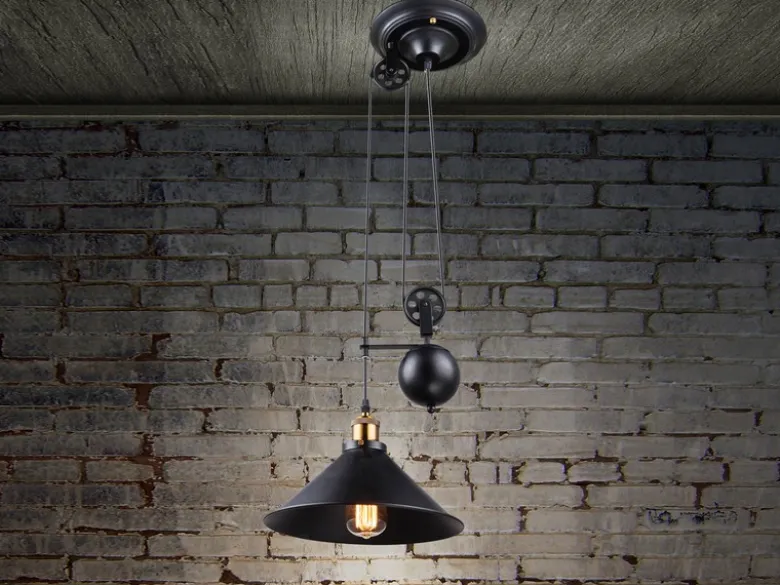 Pendelleuchte LENIUS mit Metallschirm Schwarz, Höhe 90cm-180cm
